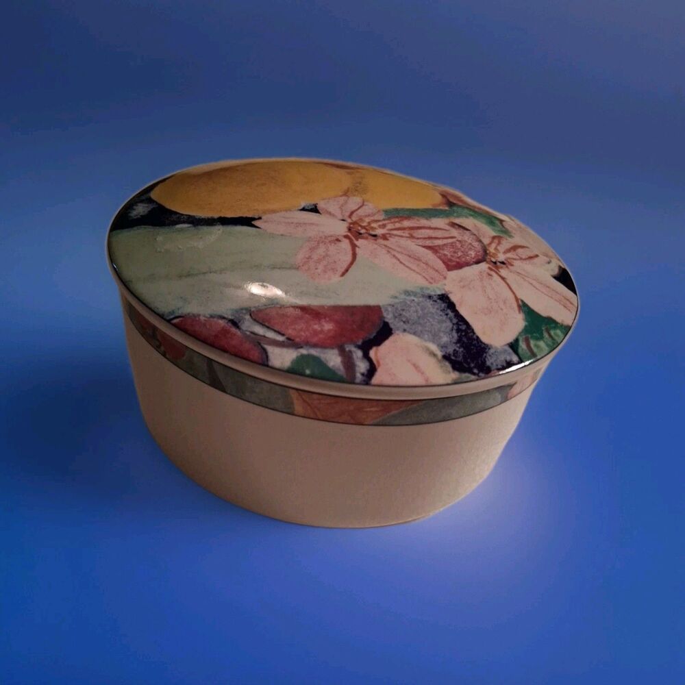 Mikasa Maxima FX026 Exotic Garden 4" Ceramic Trinket Box Japan-E